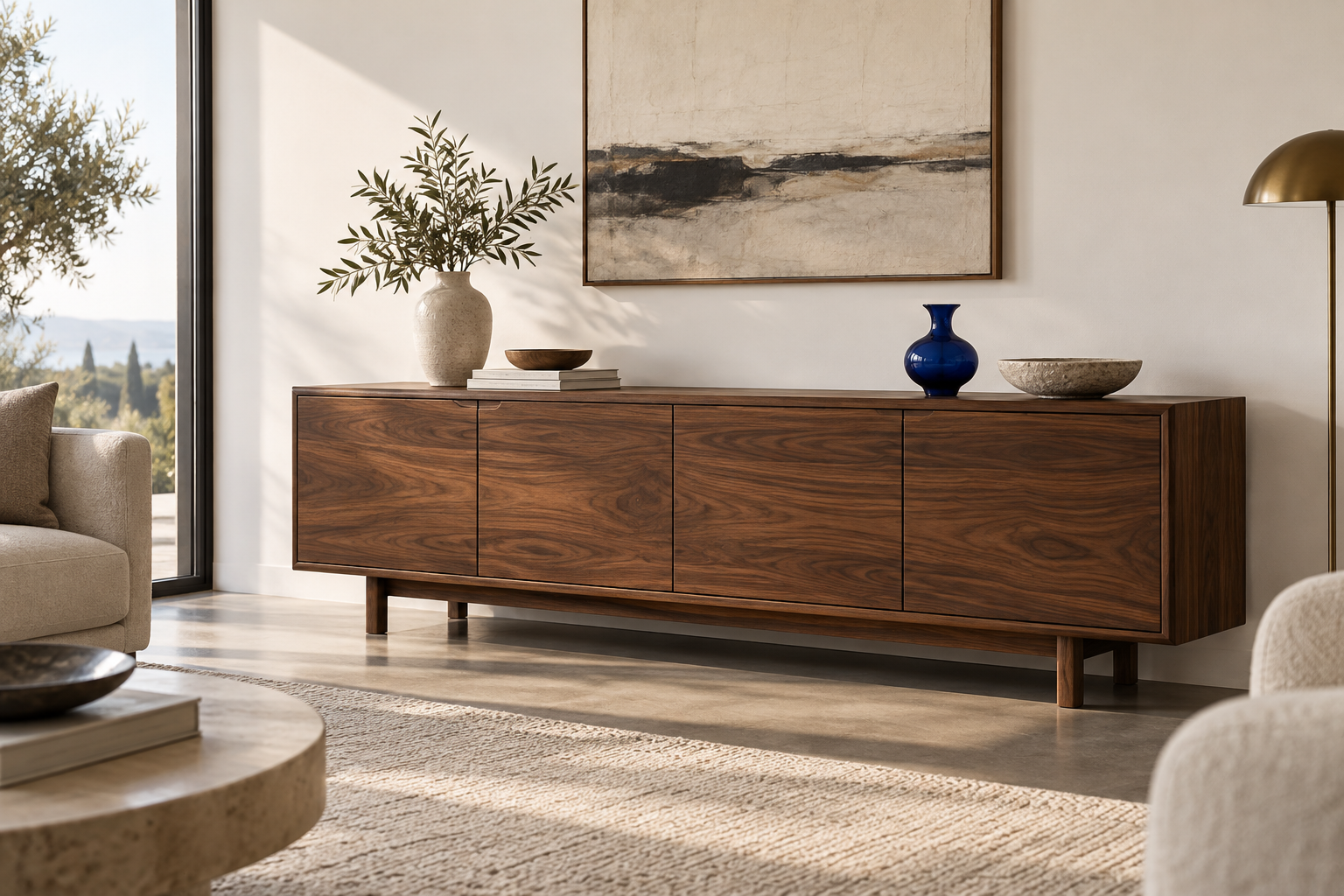 Illustrative walnut sideboard lifestyle concept