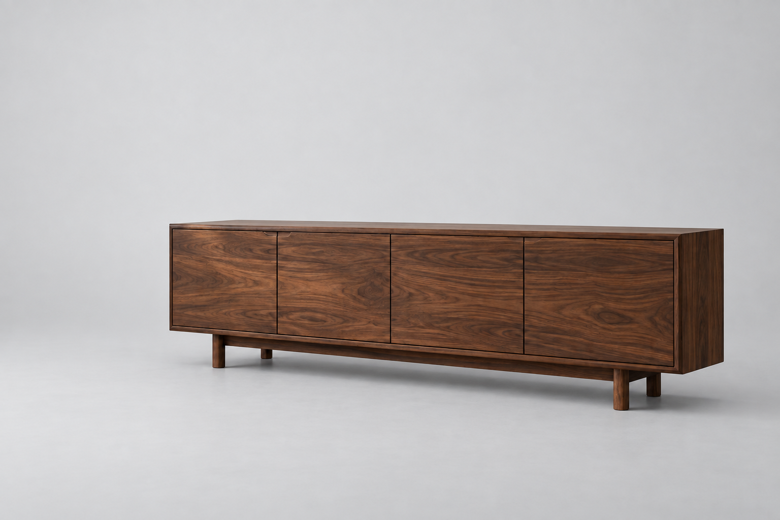 Illustrative walnut sideboard plain-background concept